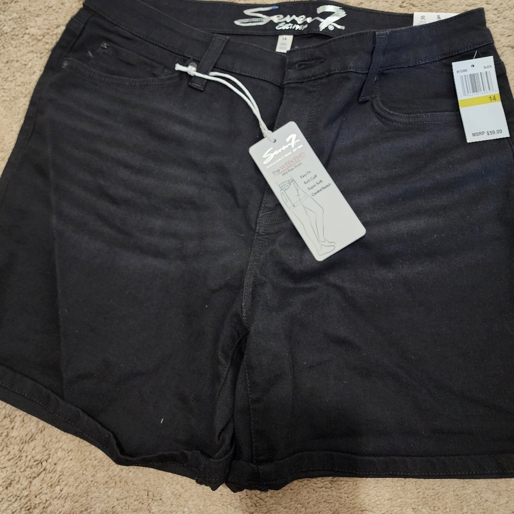 Seven Black Jean Shorts